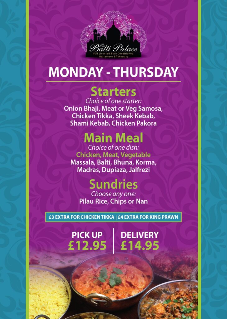 Takeaway offer - Monday to Thursday